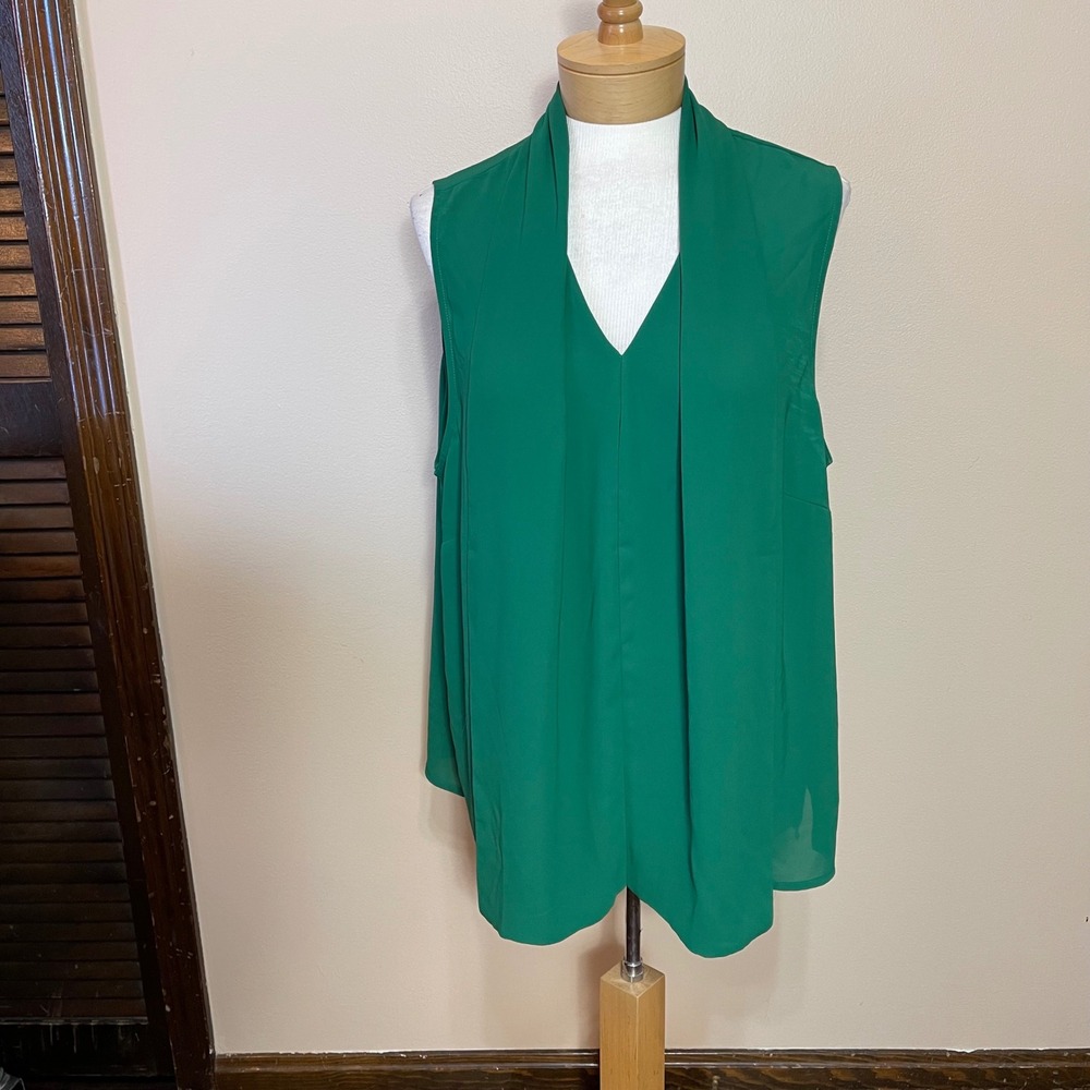 Eloquii Emerald Green Sleeveless Draped Shawl Collar‎ Blouse Top Womens 20